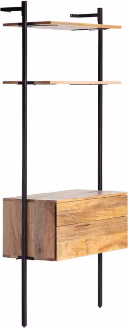 MH London Holt Natural Mango Wood Ladder Bookcase with Open Back Design