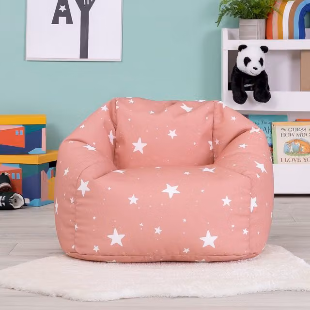 ICON Kids Starry Skies Bean Bag Chair in Pink and Grey with Water-Repellent Fabric – 1