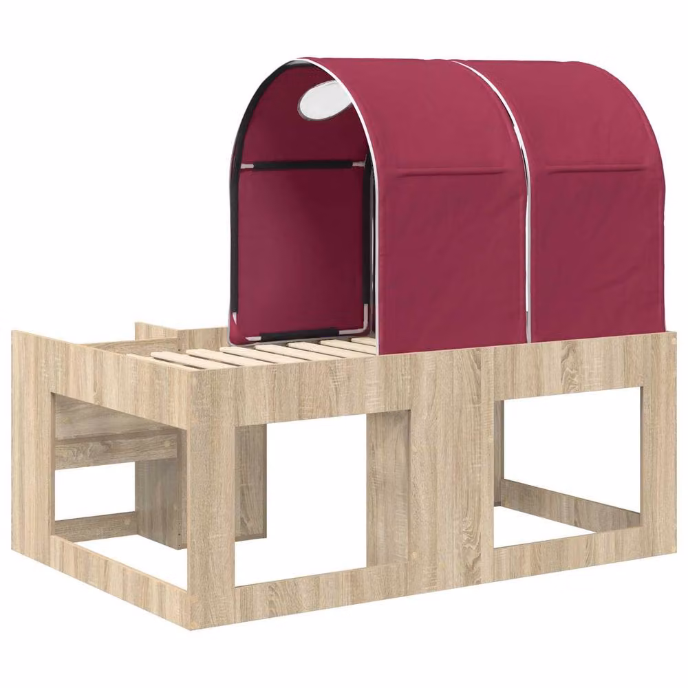 Berkfield Home 3-Piece Bed with Tunnel and Lift-Up Base in Sonoma Oak and Red Brown Engineered Wood – 4