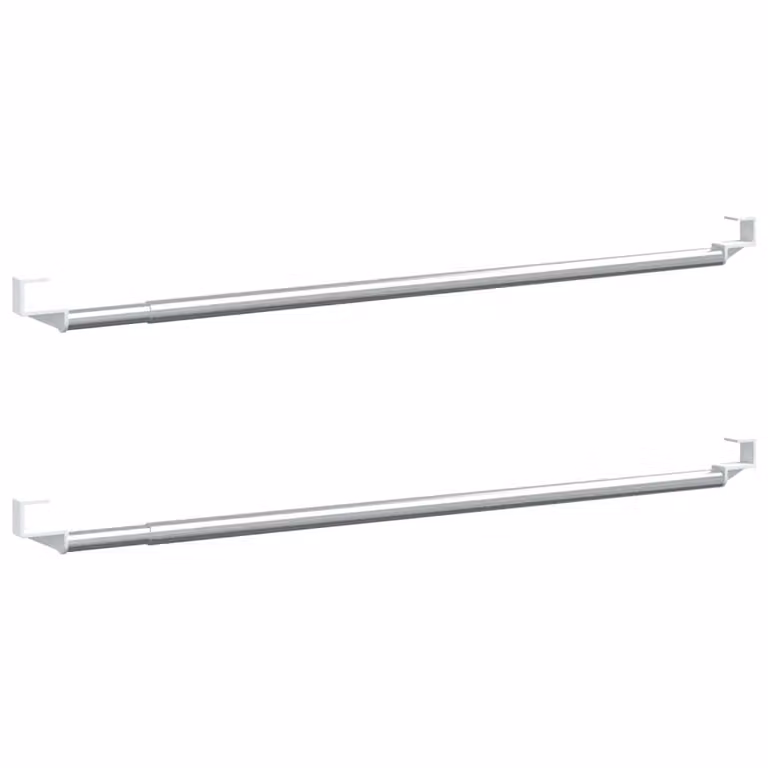 Berkfield Home Aluminium Curtain Rails, 2 Pack, White and Silver, Tension Clamp, Straight, 40-60 cm