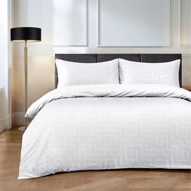 Velosso White Mediterranean Graphic Microfibre Duvet Cover, 180 x 200 cm