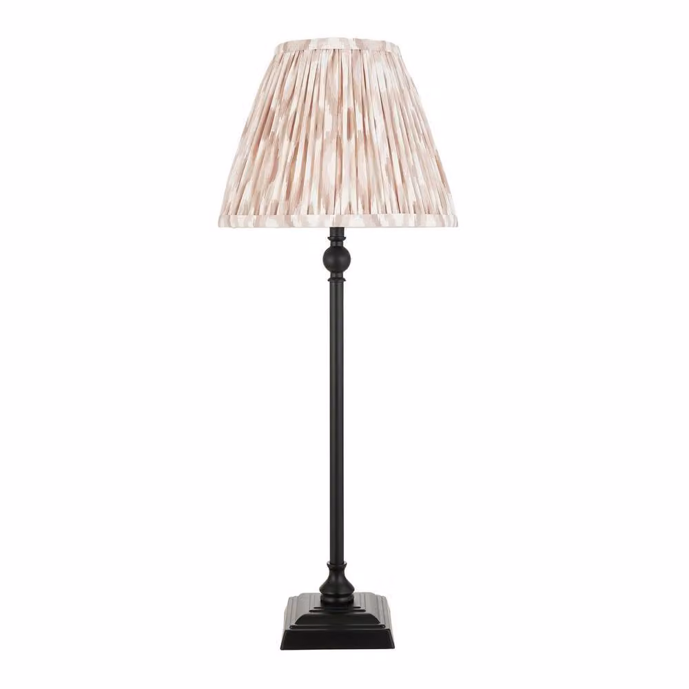 Netlighting Lille Matt Black Table Lamp with Multicolour Fabric Ikat Shade, 25 cm, B22 – 2