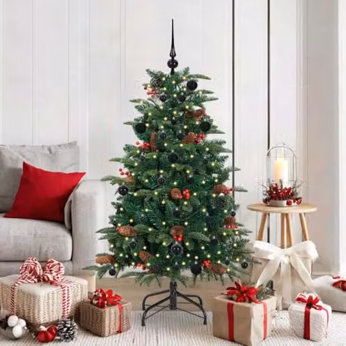 vidaXL Artificial Christmas Tree with 150 LEDs and Stand, Green, Height: 150 cm – 2