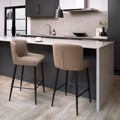 Bentley Designs Rubens Bar Stools in Beige Boucle (Pair)