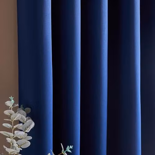 Dreamscene Blue Plain Blackout Thermal Eyelet Curtains, W: 228 cm, H: 167 cm – 2
