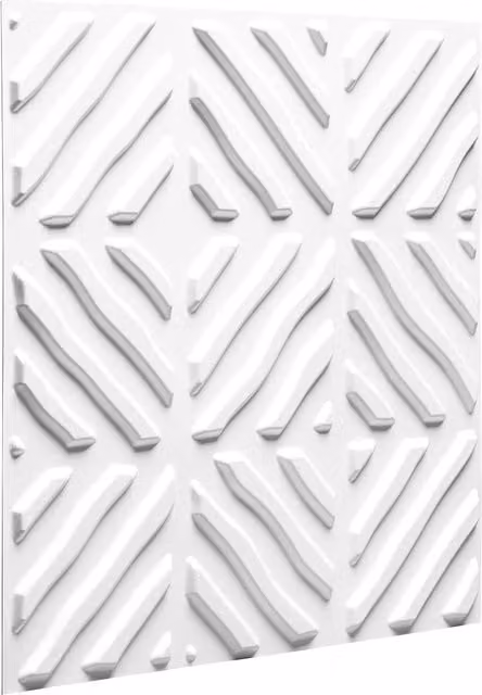 WALPLUS White Geometric 3D Wall Panels made from Natural Plant Fibre