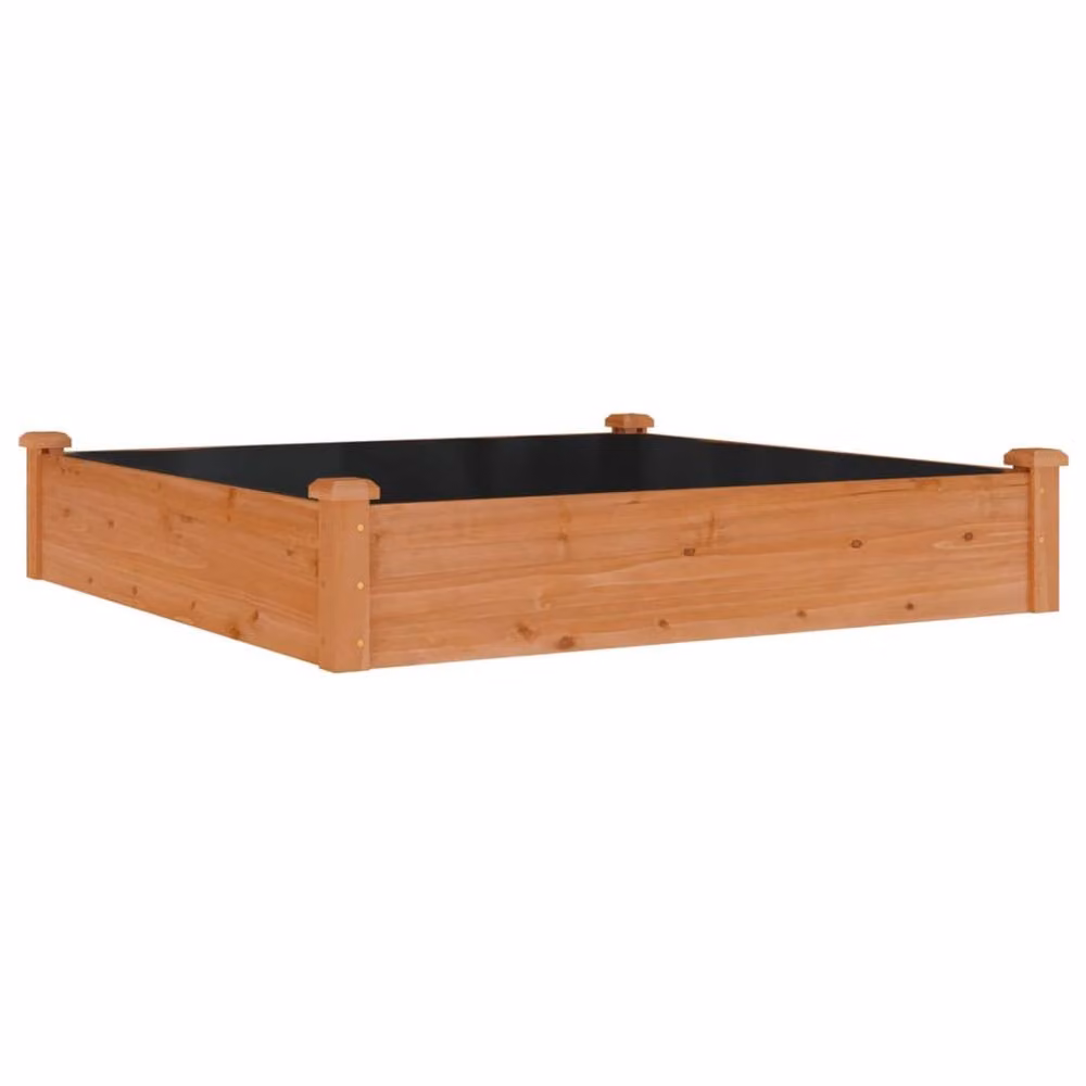 Berkfield Home Garden Raised Bed in Brown Solid Wood with Liner, W/D/H: 120 x 120 x 25 cm – 3