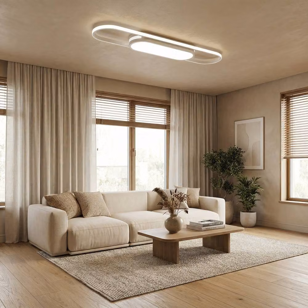 NIVOR Modern White Dimmable LED Linear Flush Mount Ceiling Light with Remote Control, 70 cm – 3