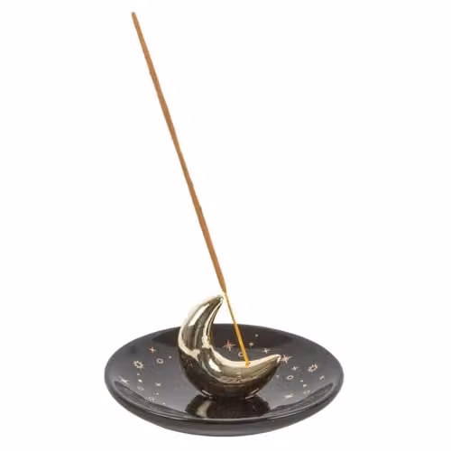 Something Different Wholesale Gold Crescent Moon Ceramic Incense Stick Holder