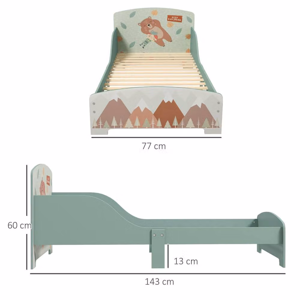 STILVORA Junior Bed Frame with Side Rails in Green, Small Single – 3