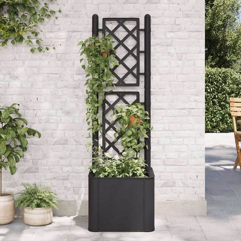 Berkfield Home Garden Anthracite Raised Bed with Trellis and Self-Watering System in Black – 2