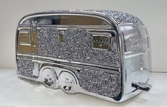 DEENZ Silver Crushed Diamond Crystal Square Gypsy Caravan Tabletop Decor