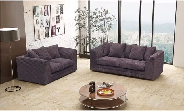 Furniture786Ltd Daly 3 and 2 Seater Jumbo Cord Sofa Set in Chocolate Brown
