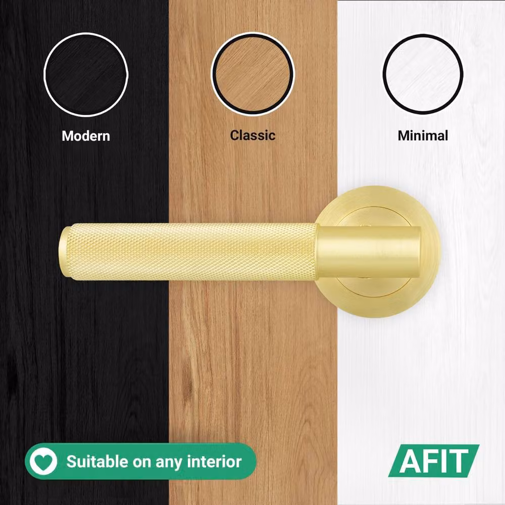 AFIT Satin Brass Euro Lock Double Cylinder Door Handle in Gold, 150 x 150 mm – 5
