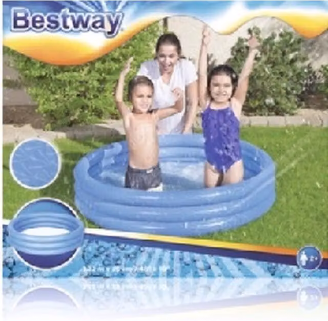 Bestway Inflatable Round Ring Pool for Children, Multicolour, W: 122 cm, H: 25 cm
