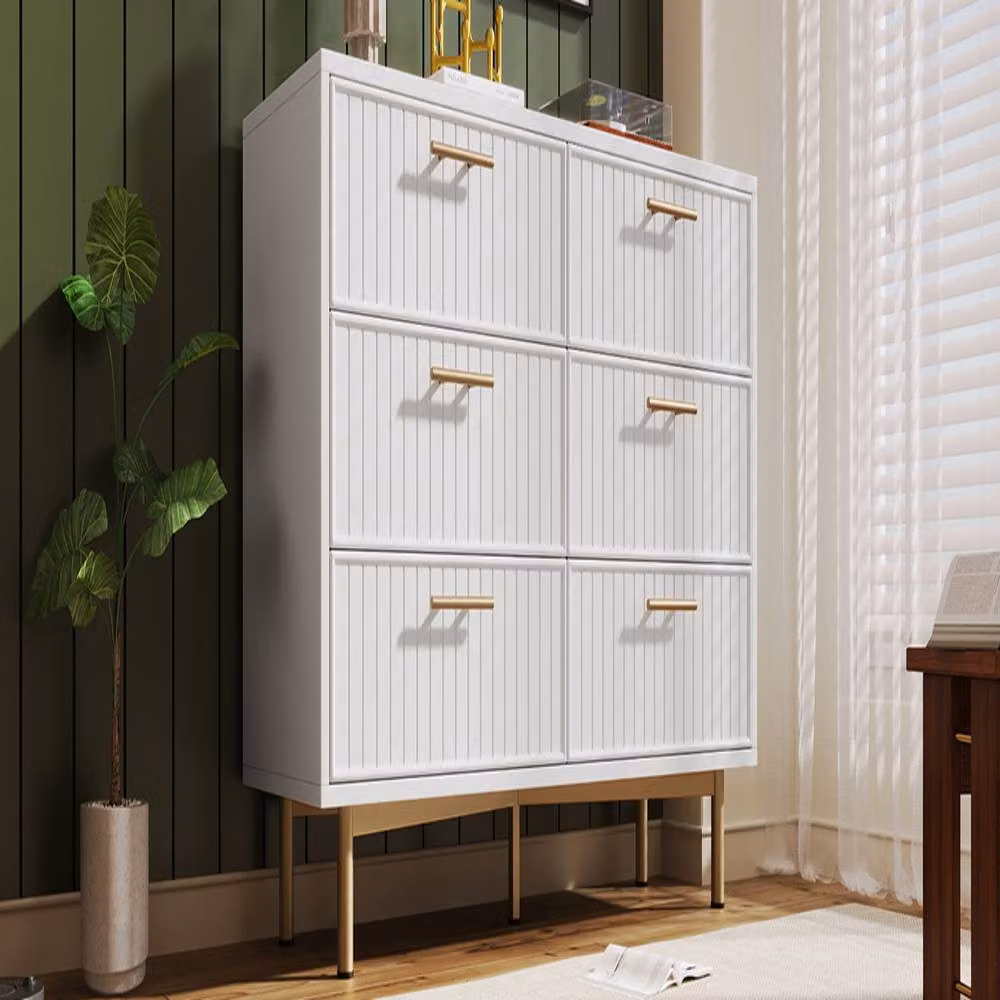 Rolipo Modern White and Gold 6-Drawer Chest of Drawers Sideboard – 4