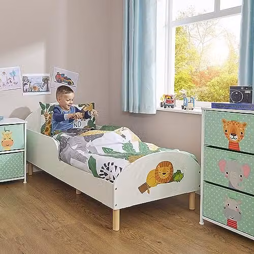 Liberty House Toys Lion Kids Toddler Bed in White Solid Pine Wood, W/D/H: 140 x 70 x 68 cm – 1
