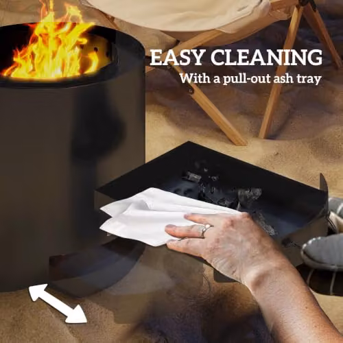 Outsunny Smokeless Round Wood Burning Fire Pit with Ash Tray in Black – 5