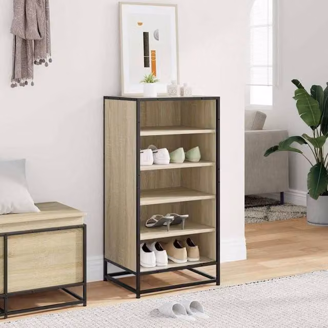 Berkfield Home Shoe Rack in Sonoma Oak, W/D/H: 48 x 38 x 97.5 cm