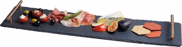 Artesa Grey Slate Rectangular Serving Platter with Handles, W: 60 cm, D: 15 cm