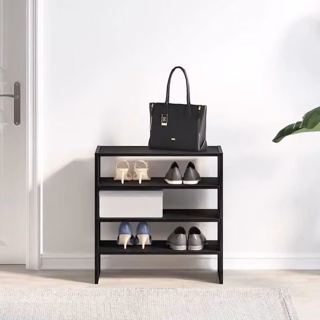 Berkfield Home Stackable Shoe Racks, 2 Pieces, Black Oak, W: 60 cm, D: 30 cm, H: 30.5 cm