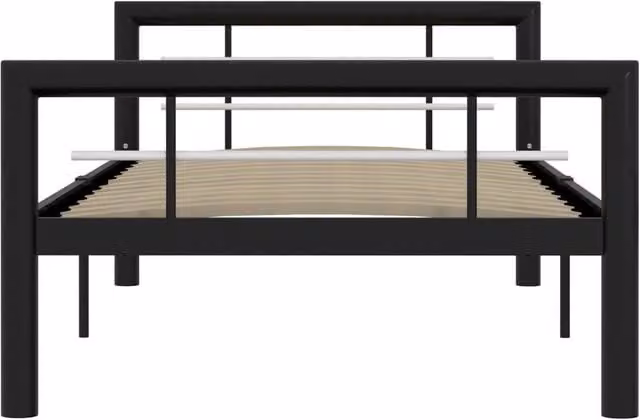 Berkfield Home Elegant Metal Bed Frame in Black and White, W/D/H: 100 x 200 cm – 1