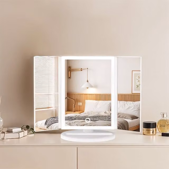 Lifeideas Makeup Mirror with LED Light Strip and 2 Square Magnifiers, White