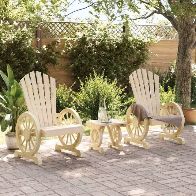 Berkfield Home Beautiful 3 Piece Garden Lounge Set in Beige with Solid Wood Frame