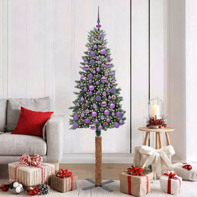 Berkfield Home Slim Christmas Tree with 300 LEDs in Green and White, Height: 180 cm – 1
