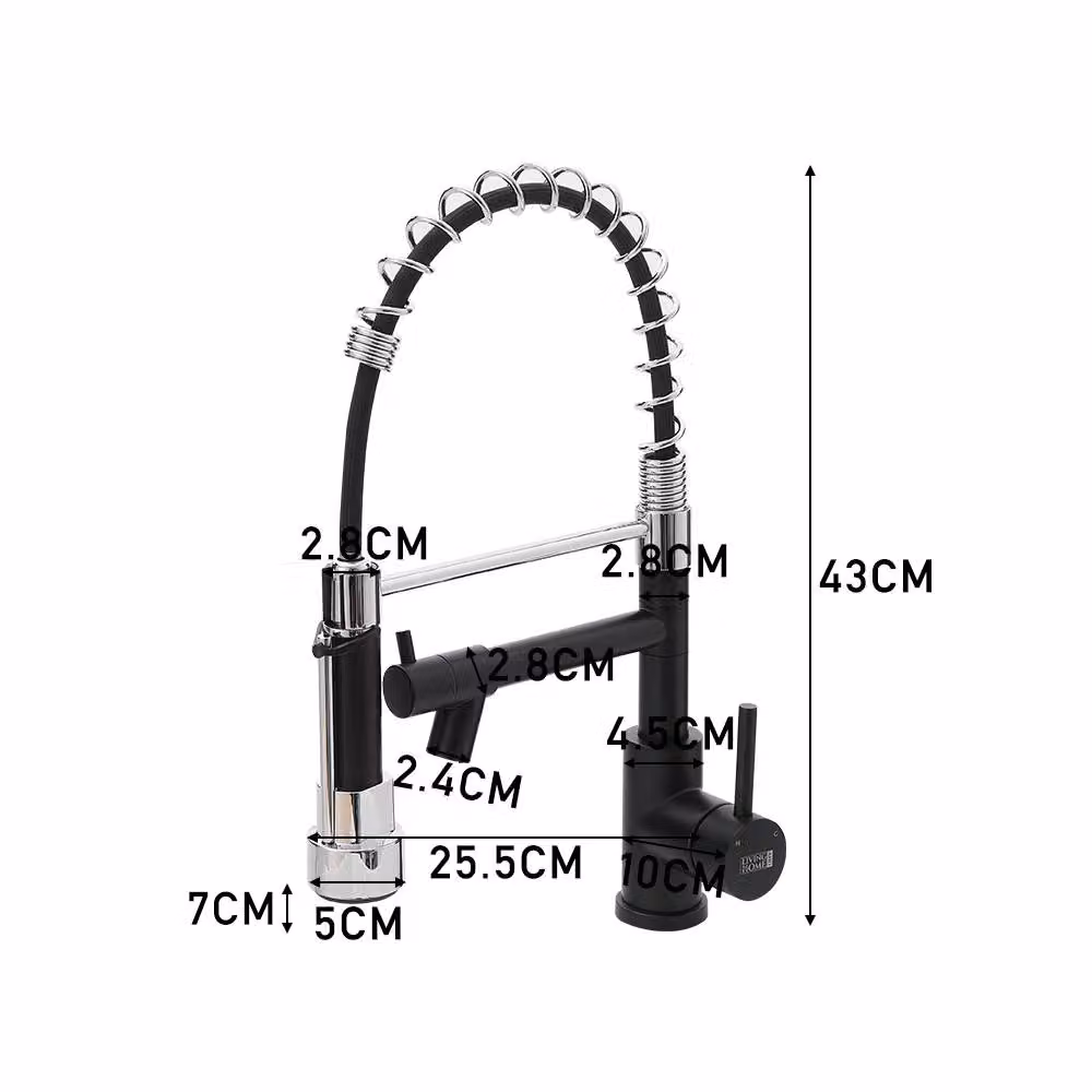 ExtraStar Modern Spring Coil Pull Down Kitchen Faucet with Pot Filler in Matt Black – 3