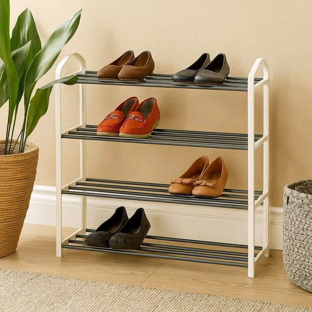 EONLION 4 Tier Metal Shoe Rack Stand in Black, Width: 50 cm – 3