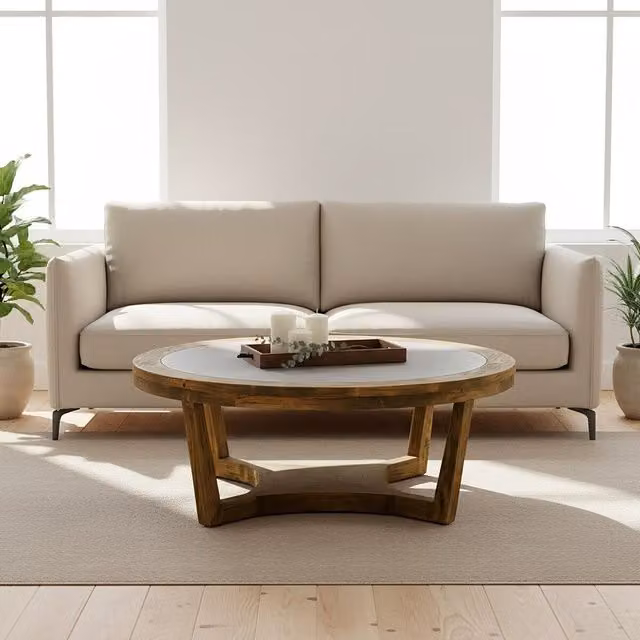 Fifty Five South Orsina Elegant Coffee Table in Sand and Brown Alder Wood, W/D/H: 120 x 45 x 50 cm – 2