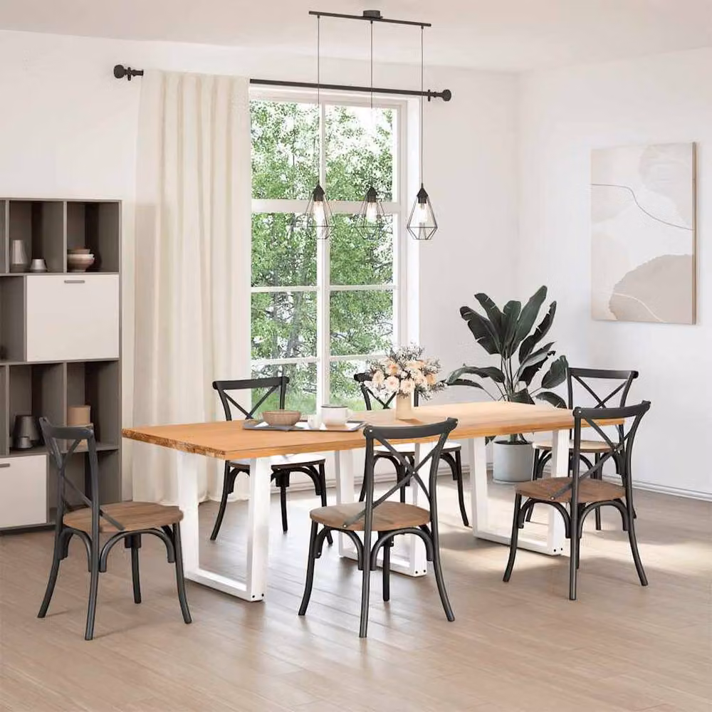 Berkfield Home Modern V-Shape Dining Table Legs, 3 Piece Set, White Steel – 2