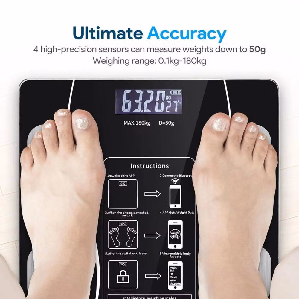 Kelvenix Smart Bluetooth Body Fat Scale with BMI Tracking and App Control, Black – 7