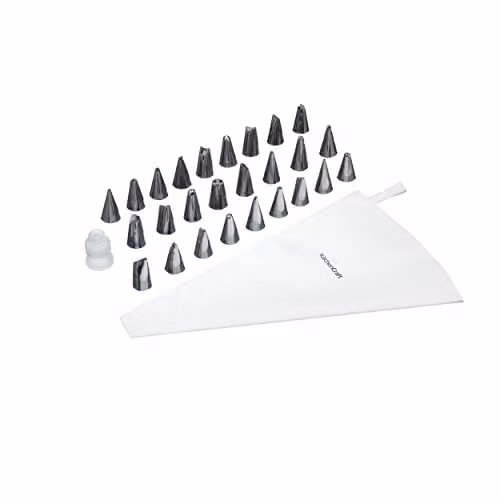 KitchenCraft Sweetly Does It 28 Piece Icing Set with Silver Nozzles and Piping Bag