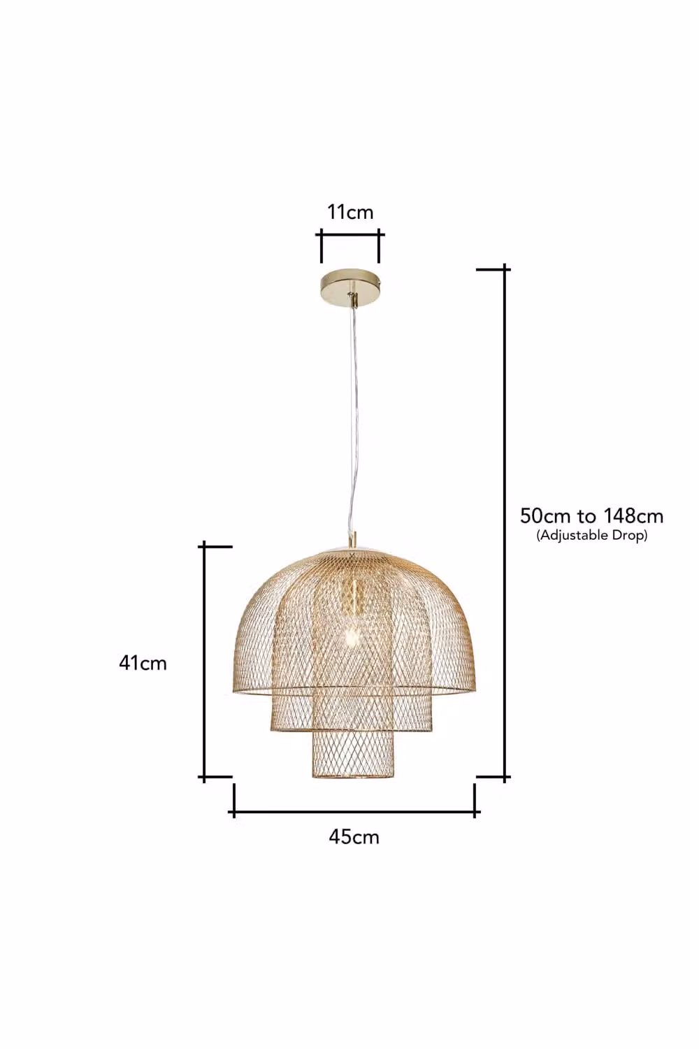 BHS Lighting Georgia Gold Dome Pendant Ceiling Light with Height Adjustment – 2