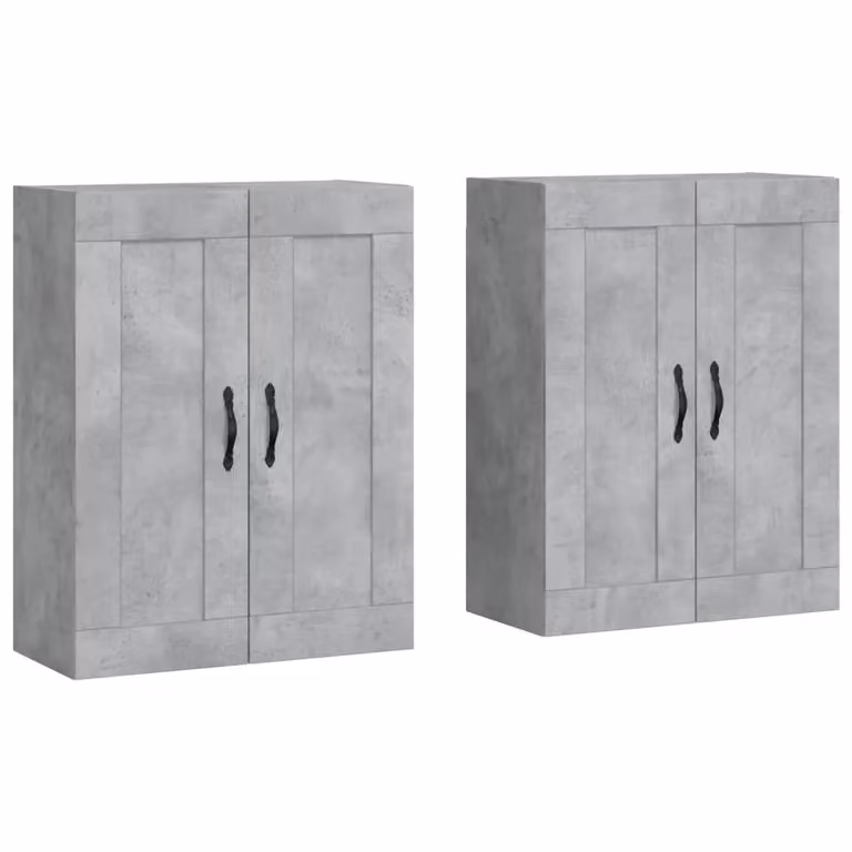 Berkfield Home Set of 2 Wall Mounted Cabinets in Concrete Grey Matt Engineered Wood