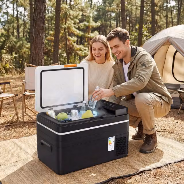 Outsunny Compressor Car Fridge Freezer with App Control and Bluetooth, Black, W: 37 cm, D: 37 cm