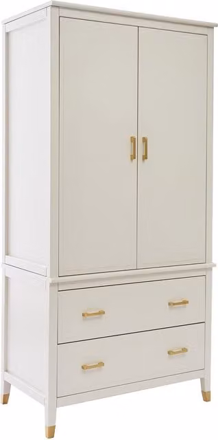 Cabinet Bits Palazzi White Matt Modern Freestanding Wardrobe with Hinged Doors and Integrated Internal Drawers