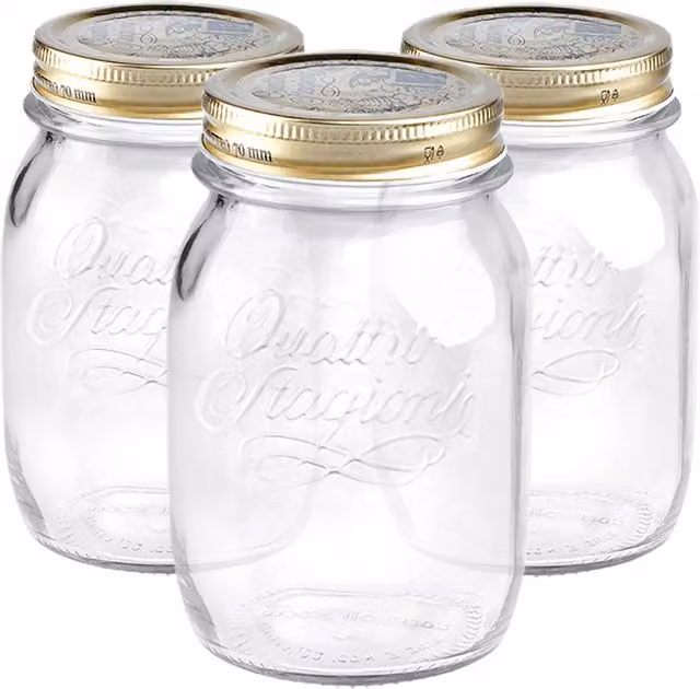 Bormioli Rocco Quattro Stagioni Glass Storage Jars, 500 ml, Pack of 3, Transparent