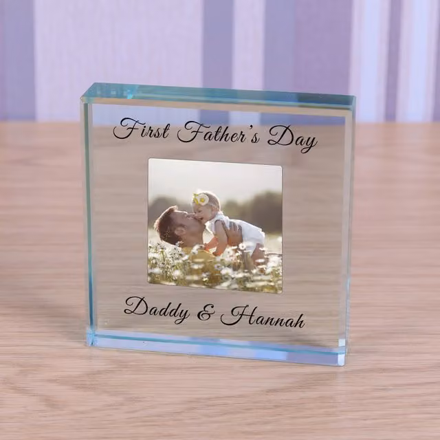 Uniqueful Personalised Love You Dad or Daddy Glass Token in Clear and Beige