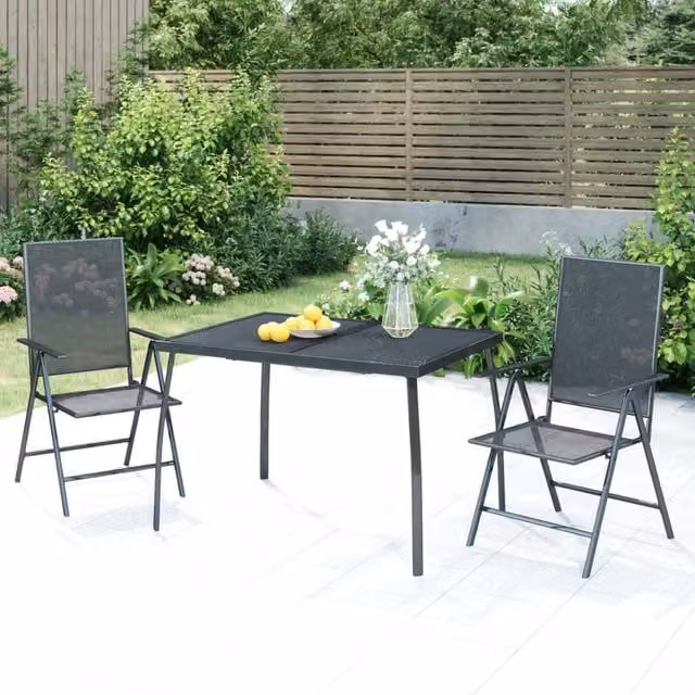 Berkfield Home 3 Piece Garden Dining Set in Anthracite Steel and Black – 1