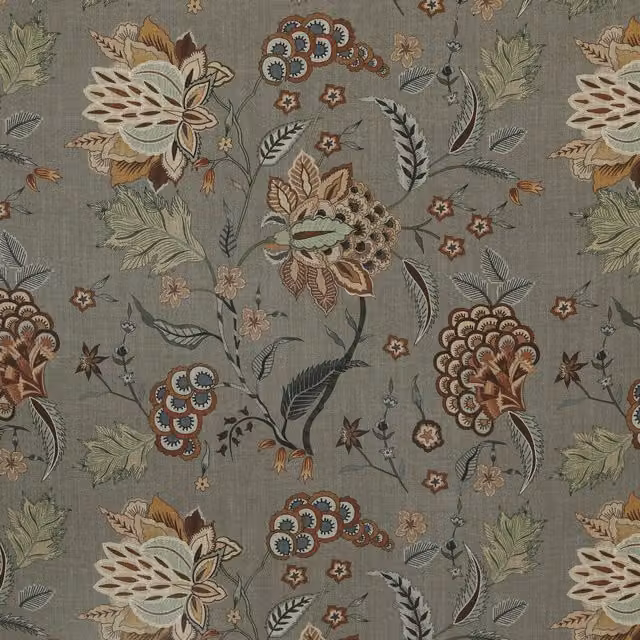 Linda Barker Home Chennai Printed Blackout Fabric Mushroom in Beige, Brown and Grey