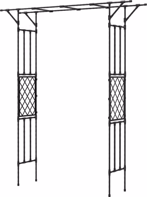 Outsunny Black Steel Garden Arch Trellis for Climbing Plants, W/D/H: 180 x 40 x 215 cm