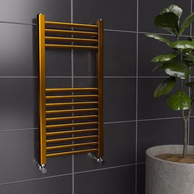 Lux Heat Coloured Towel Radiator in Polished Brass, W: 40 cm, H: 80 cm