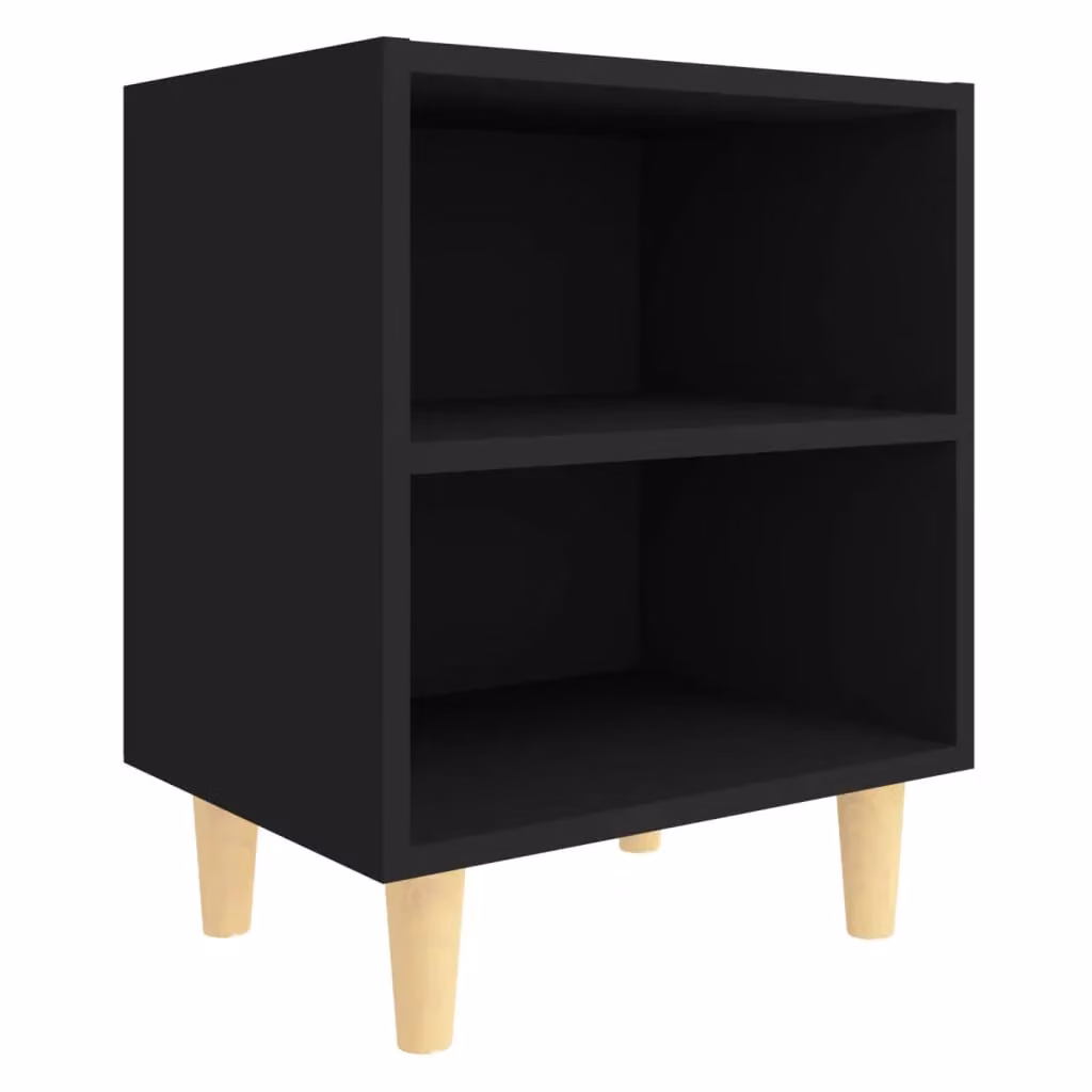 Berkfield Home Bed Cabinet in Black with Solid Wood Legs, W/D/H: 40 x 30 x 50 cm – 2