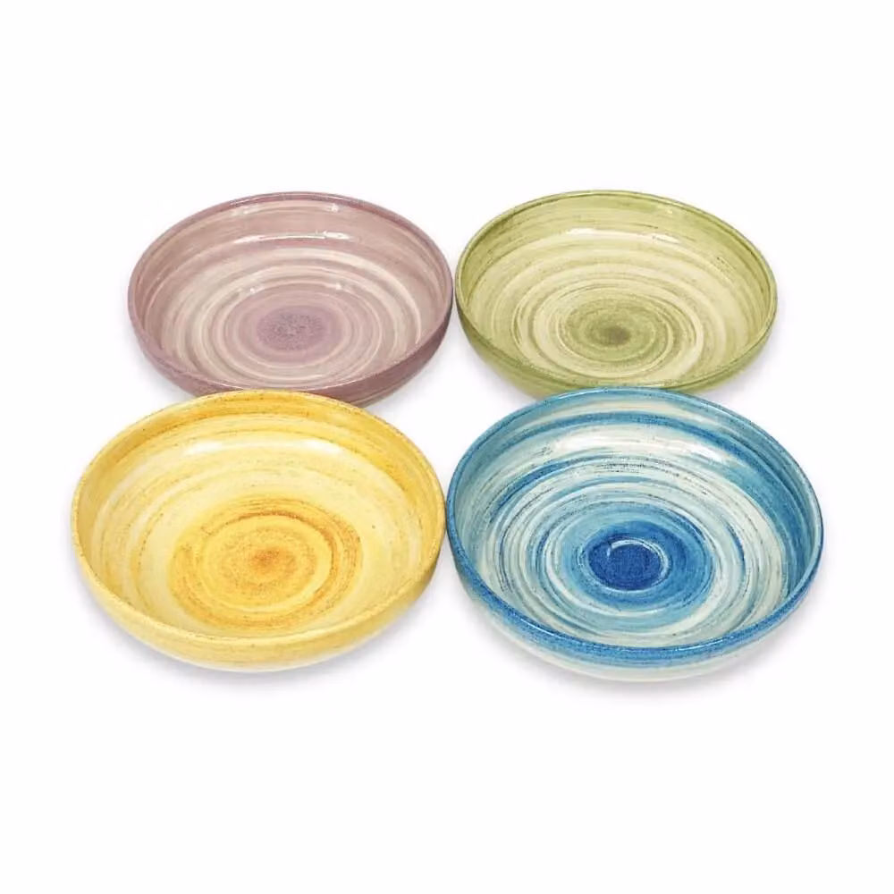 Verano Spanish Ceramics Pastel Beach Hand Painted Green Ceramic Salad Bowl, Diameter: 27 cm – 1