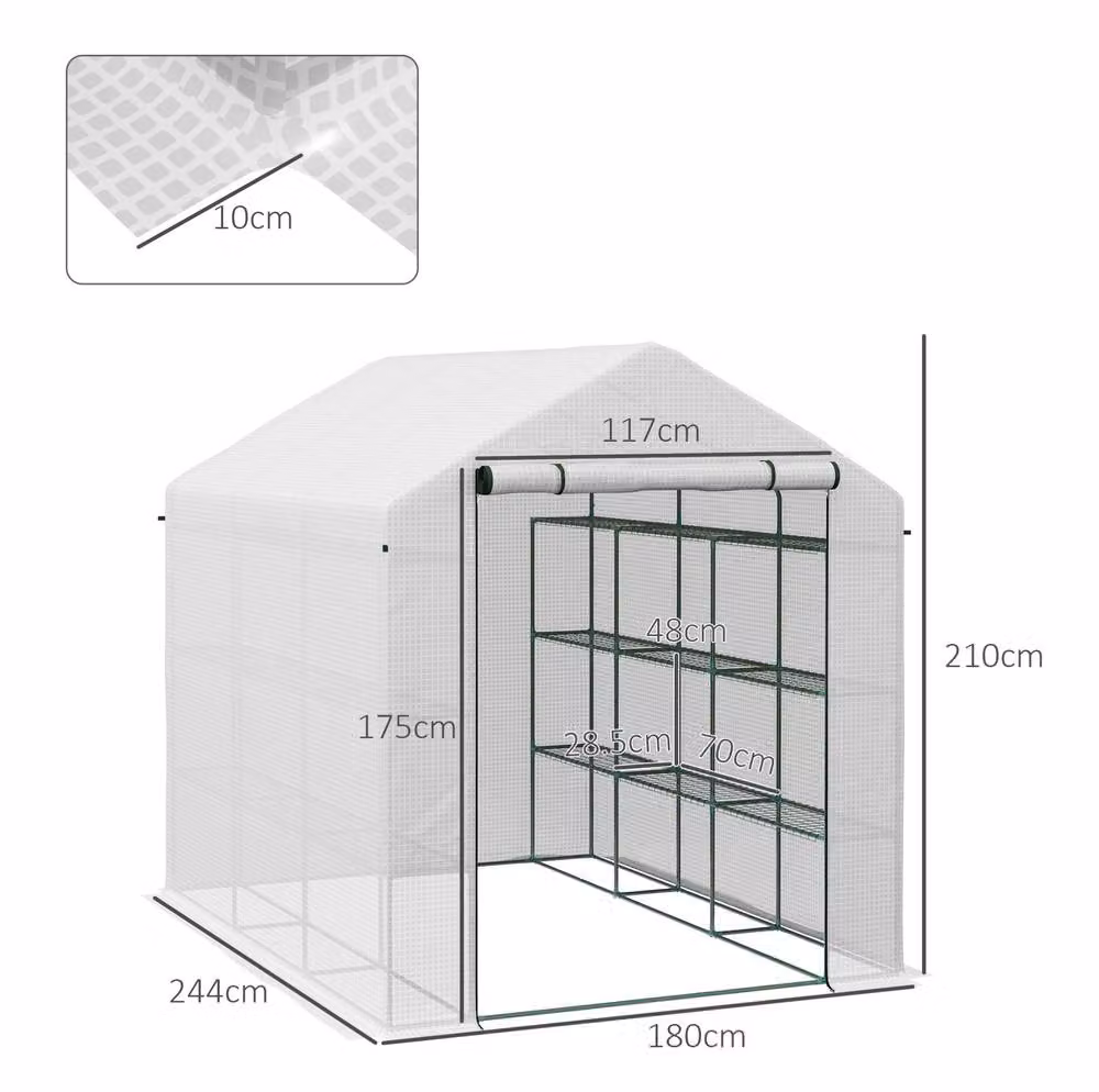 STILVORA Walk-In Greenhouse with 18 Shelves, White – 2