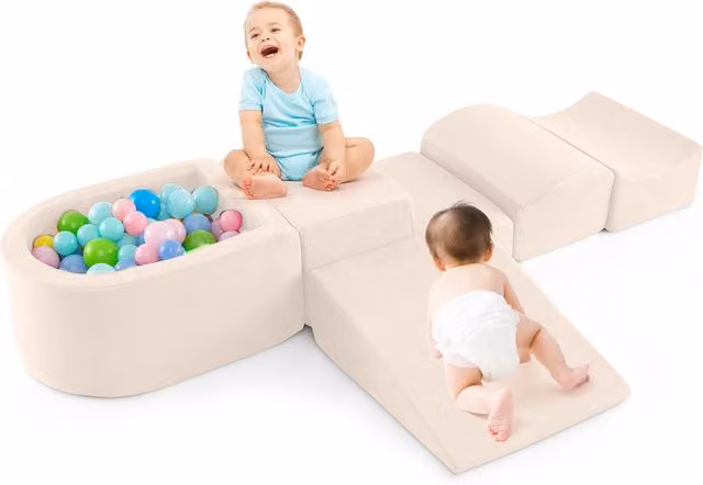 Costway 5-Piece Stacking Climb and Crawl Playset in White