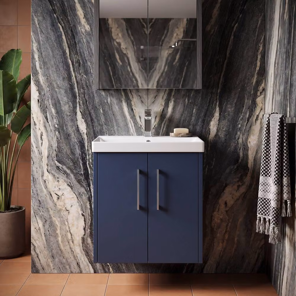 Balterley Winshill 2 Door Wall Hung Vanity Basin Unit, Blue, W: 50 cm – 3